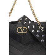 Valentino Garavani Black Calf Leather Shoulder Bag