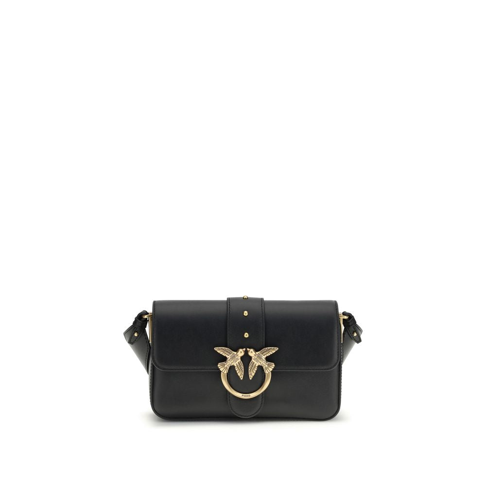 PINKO Black Calf Leather Shoulder Bag