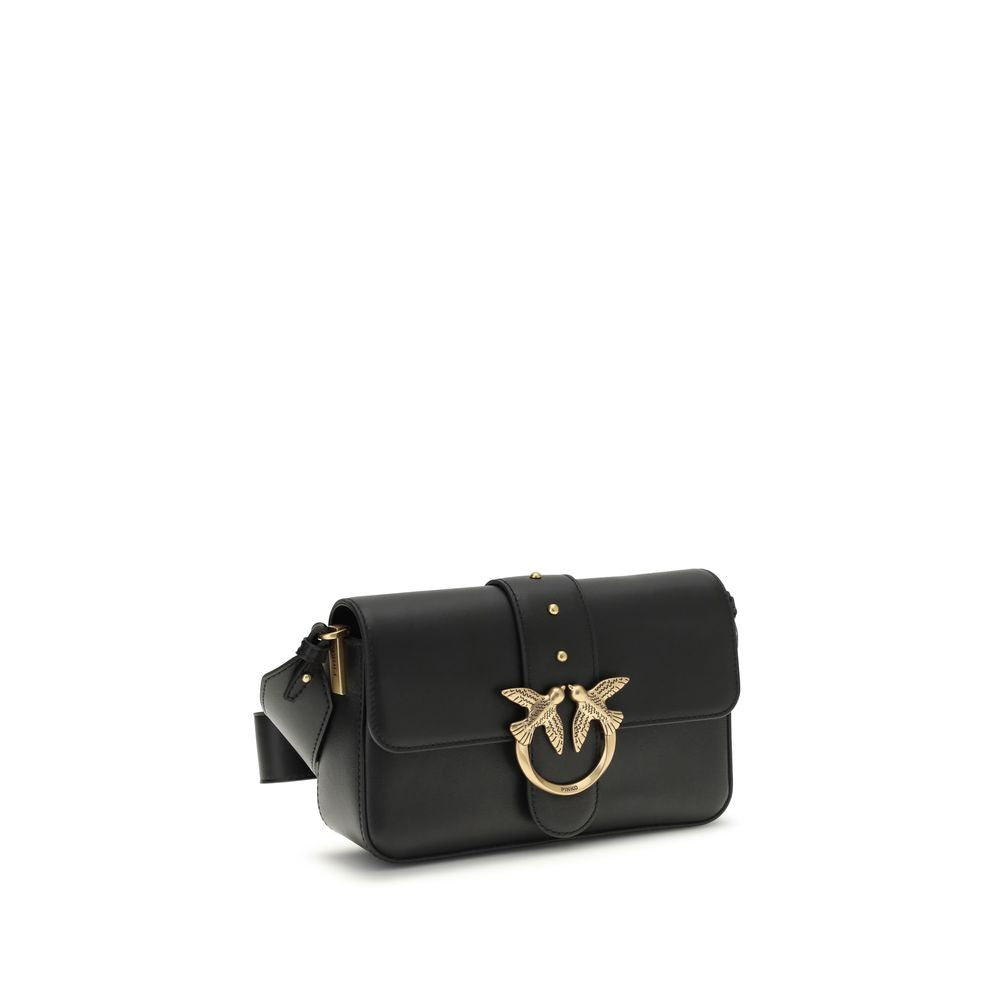 PINKO Black Calf Leather Shoulder Bag