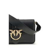 PINKO Black Calf Leather Shoulder Bag
