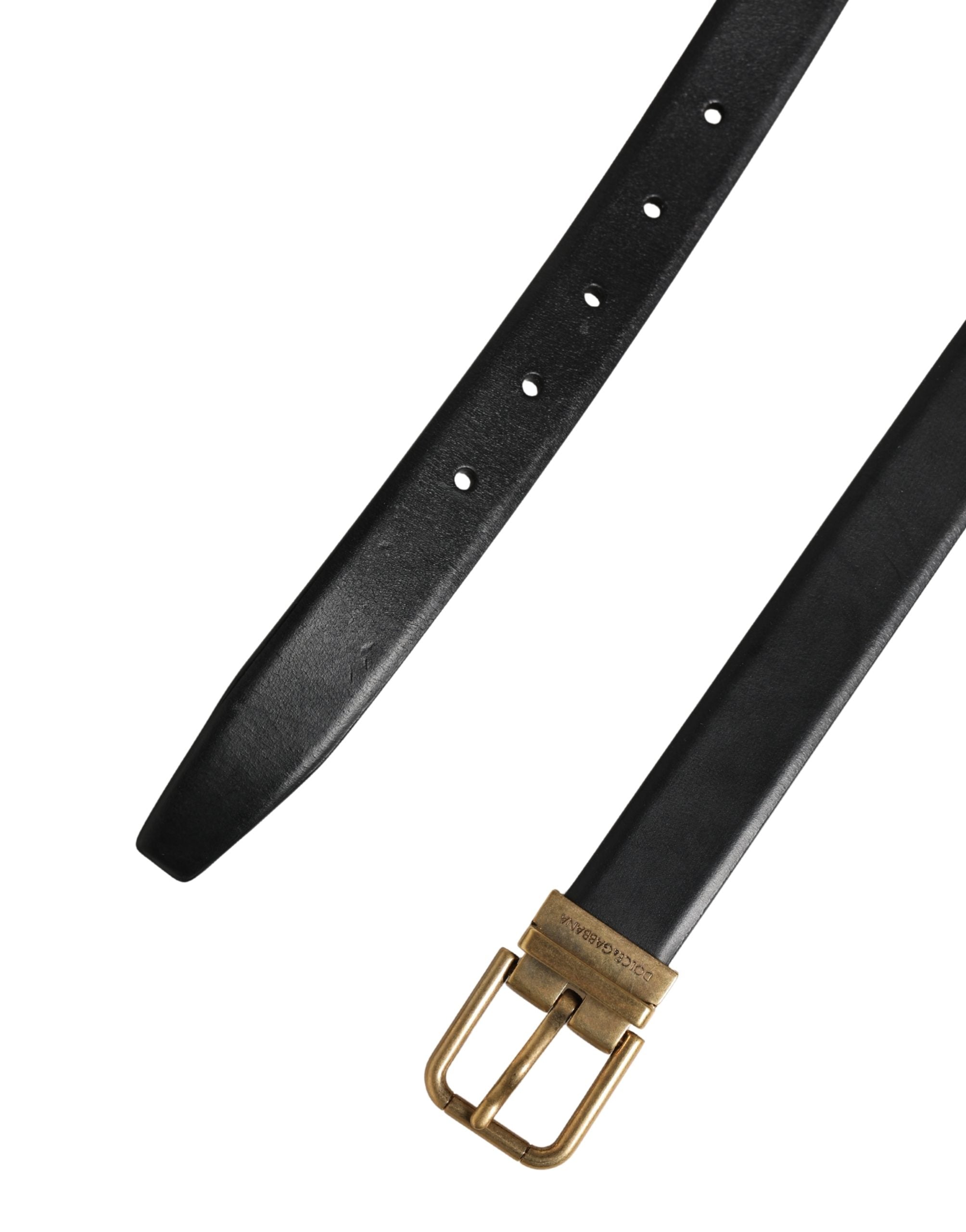 Dolce & Gabbana Black Calf Leather Belt