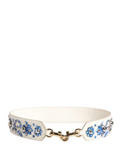 Dolce & Gabbana White Calf Leather Shoulder Strap