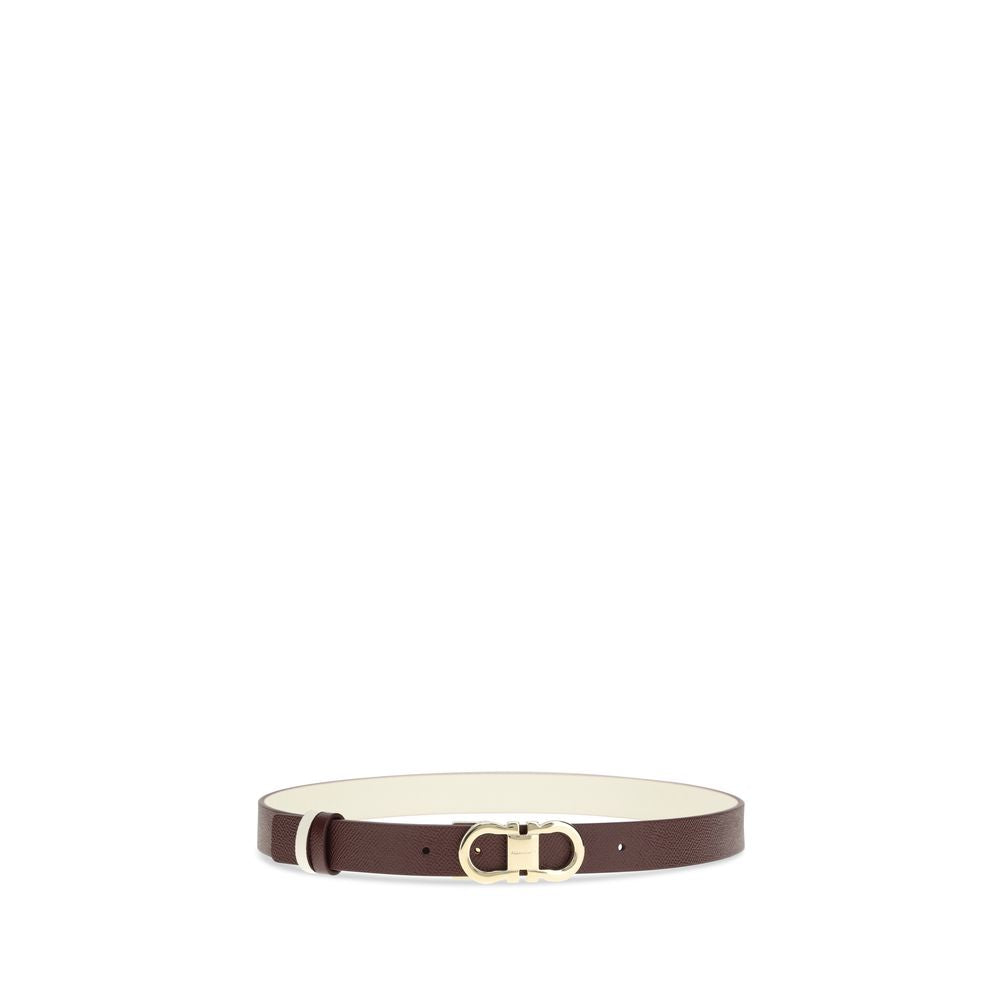 Ferragamo Brown Calf Leather Thin Belt
