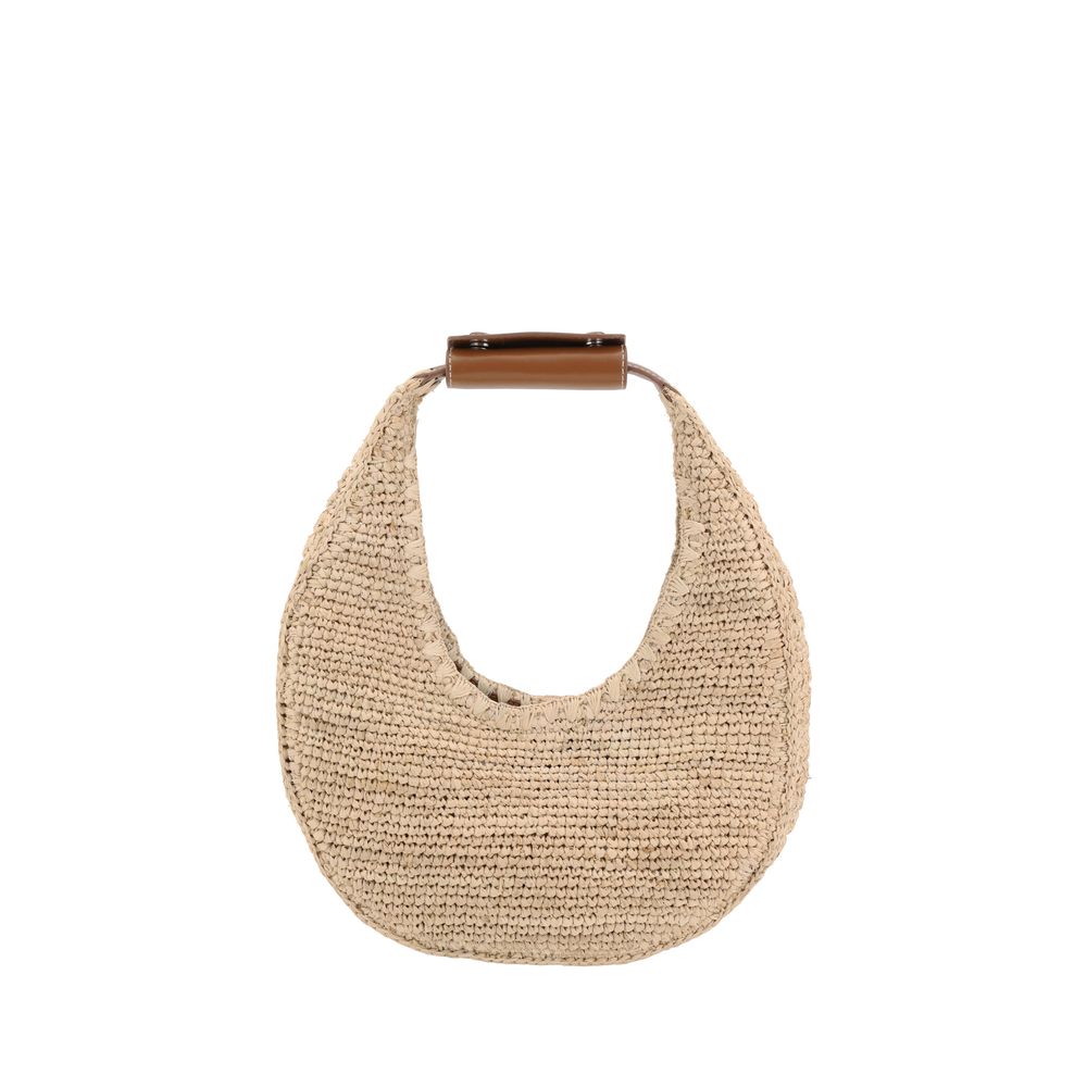 Staud Beige Raffia Shoulder Bag