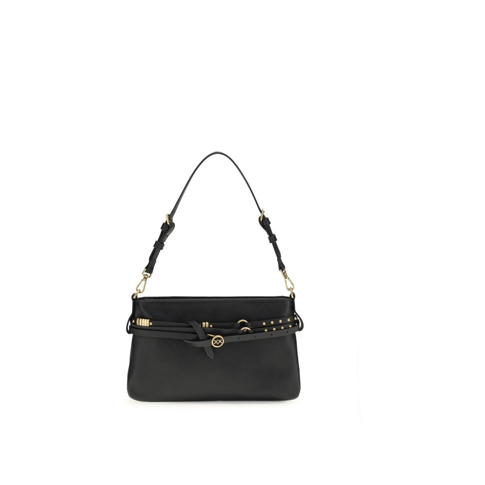 PINKO Black Calf Leather Shoulder Bag