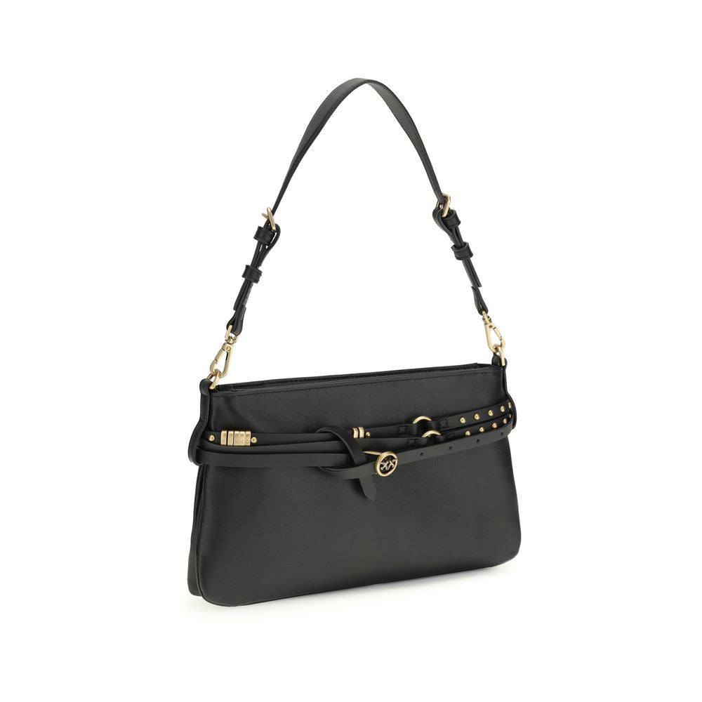 PINKO Black Calf Leather Shoulder Bag