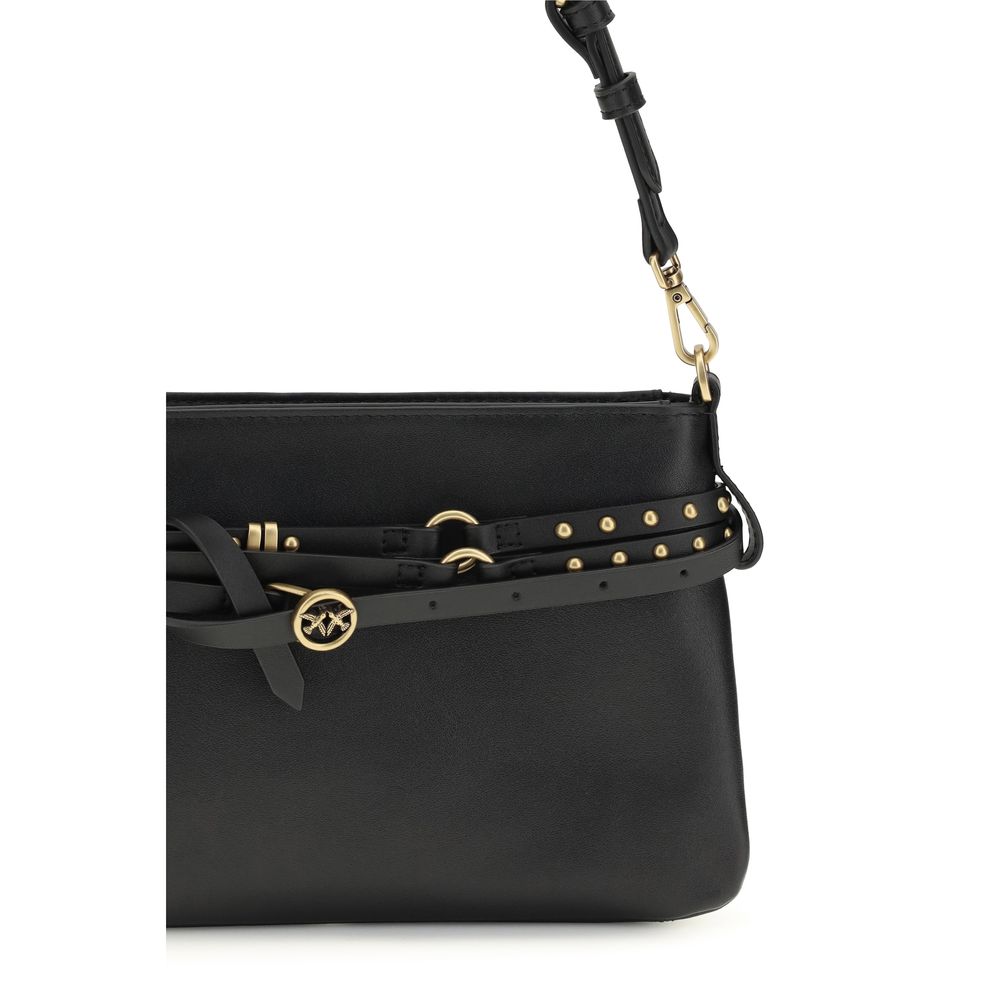 PINKO Black Calf Leather Shoulder Bag