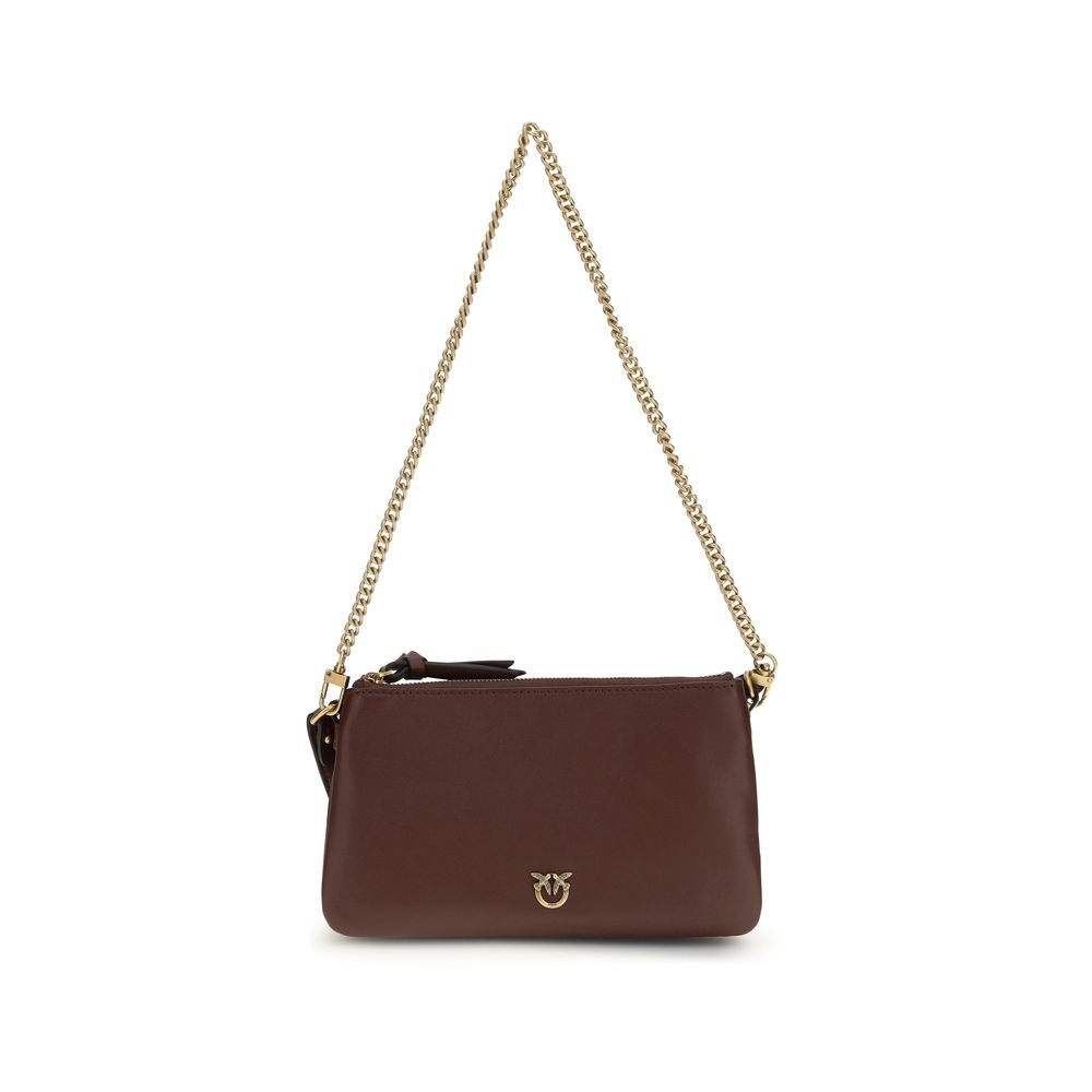 PINKO Brown Calf Leather Shoulder Bag