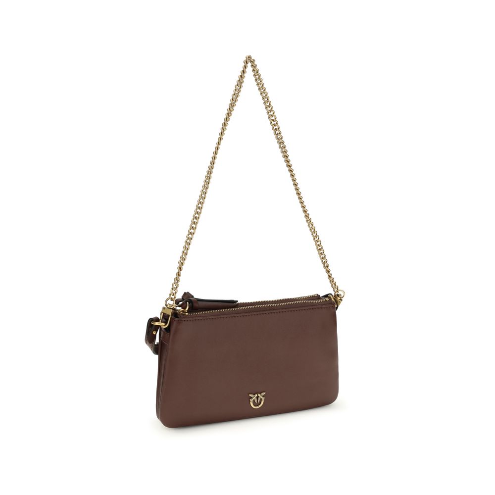 PINKO Brown Calf Leather Shoulder Bag