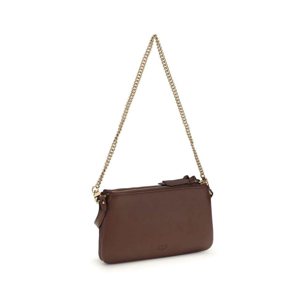 PINKO Brown Calf Leather Shoulder Bag