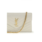 Saint Laurent Beige Calf Leather Cassandre mini Shoulder Bag