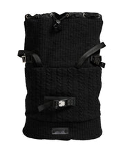 Dolce & Gabbana Black Tricot Wool Blend Backpack