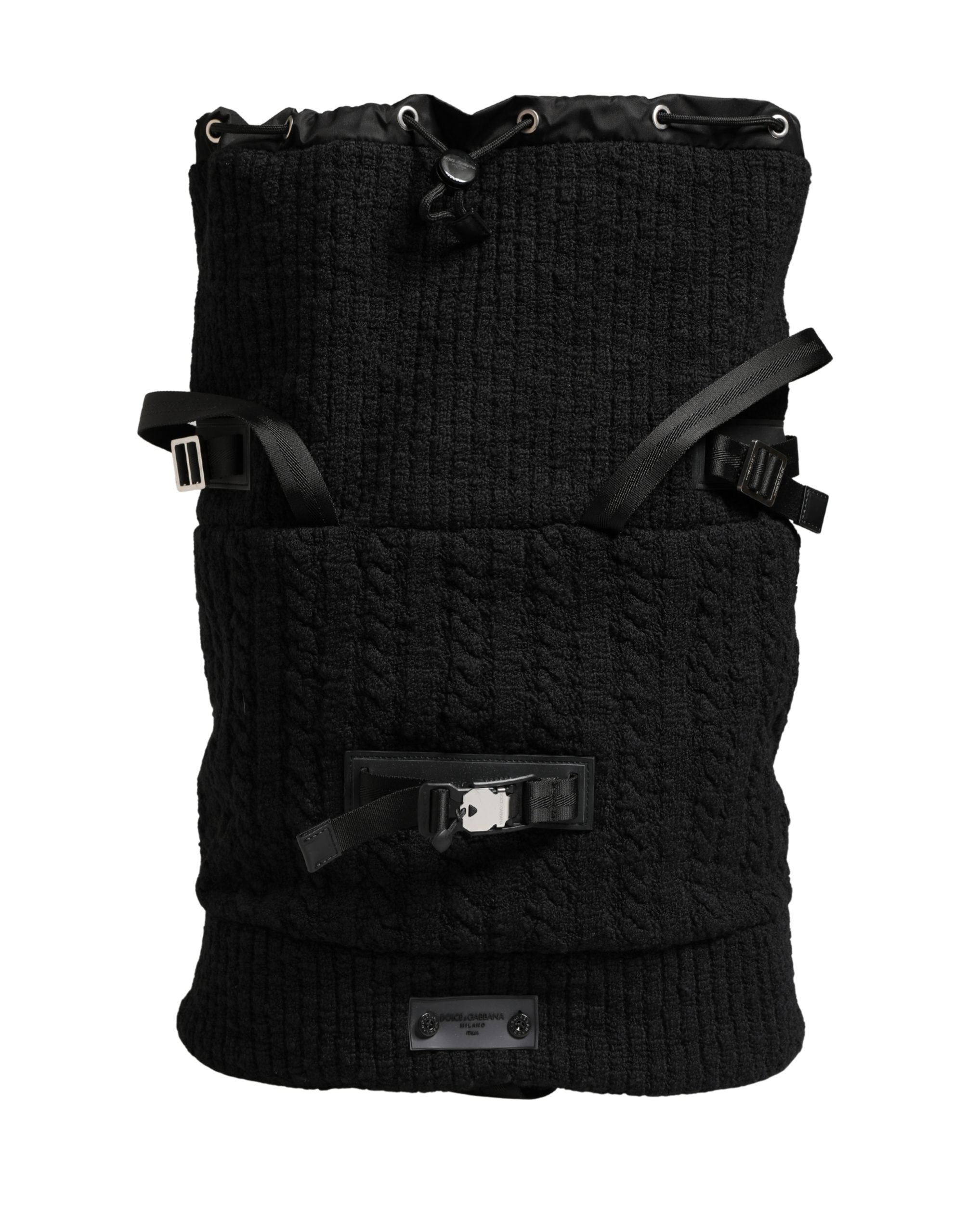 Dolce & Gabbana Black Tricot Wool Blend Backpack