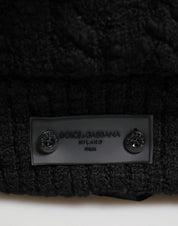 Dolce & Gabbana Black Tricot Wool Blend Backpack