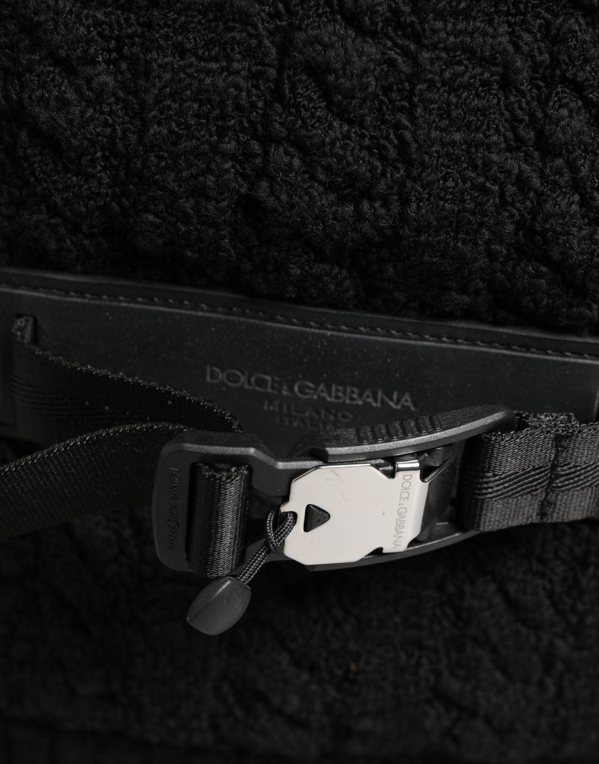 Dolce & Gabbana Black Tricot Wool Blend Backpack