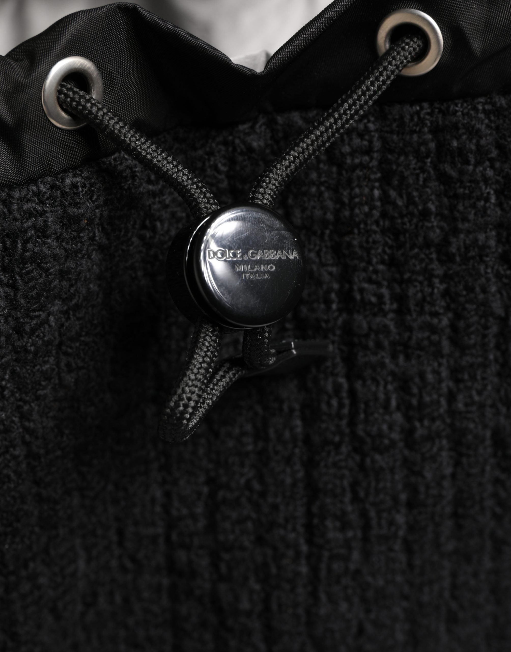 Dolce & Gabbana Black Tricot Wool Blend Backpack