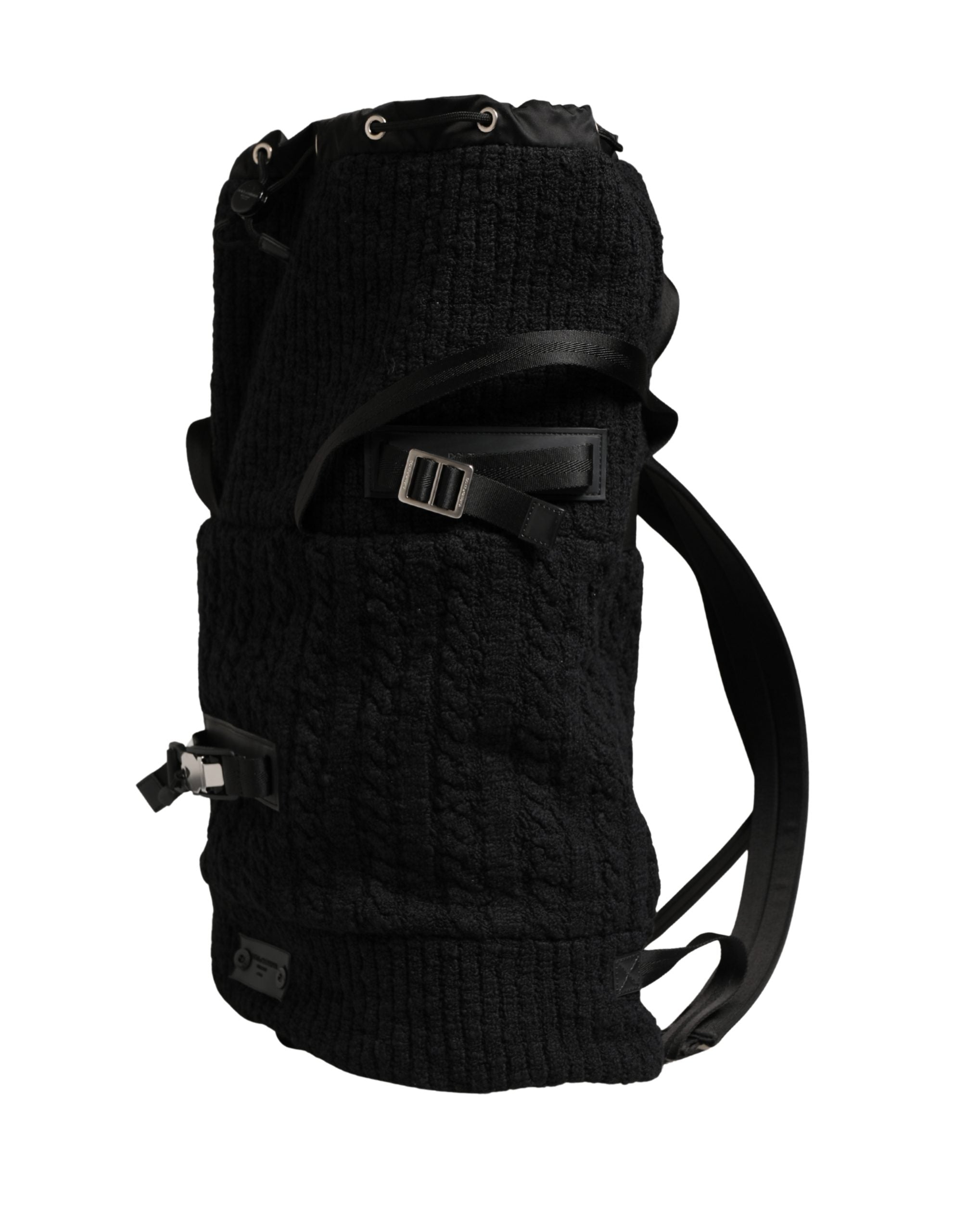 Dolce & Gabbana Black Tricot Wool Blend Backpack