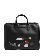 Dolce & Gabbana Black Calf Leather Weekender Bag