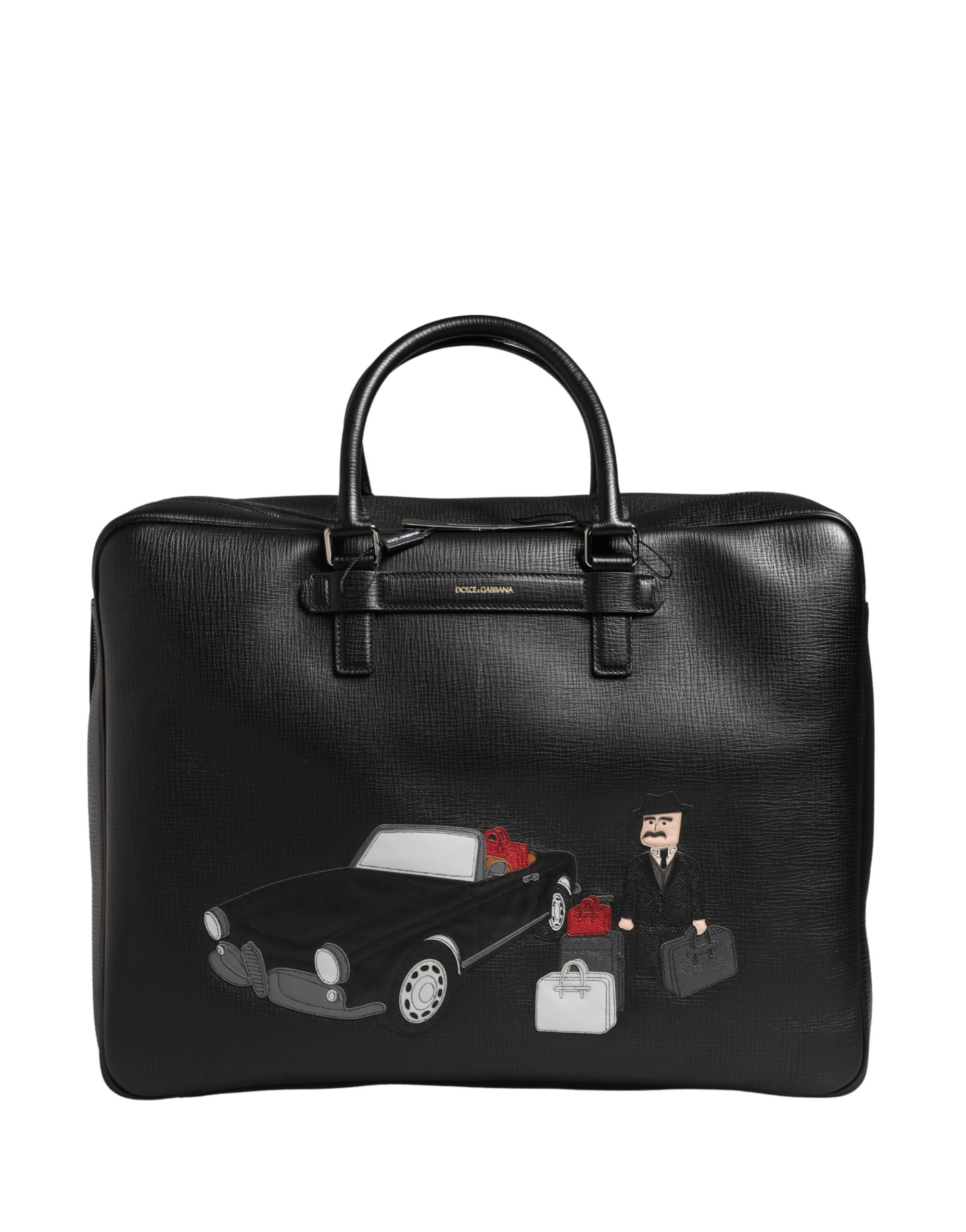 Dolce & Gabbana Black Calf Leather Weekender Bag