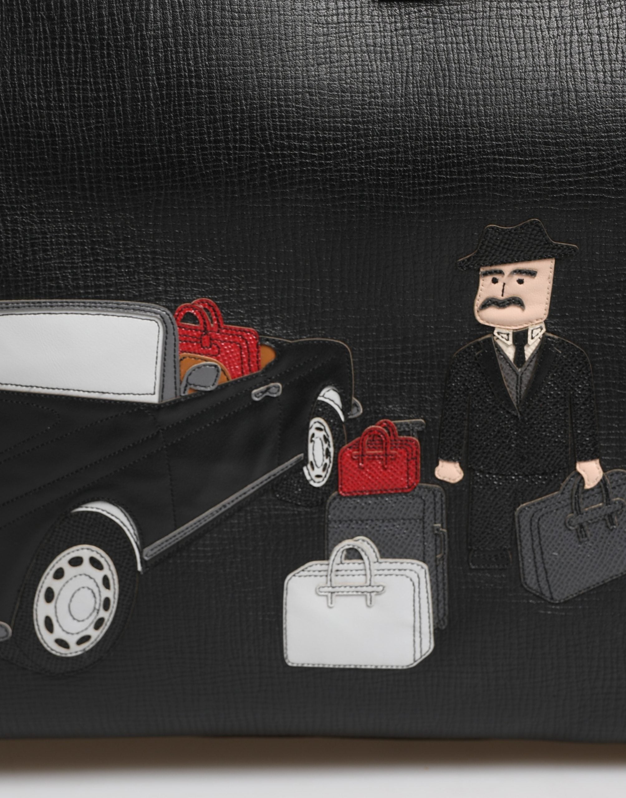 Dolce & Gabbana Black Calf Leather Weekender Bag