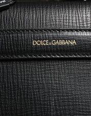 Dolce & Gabbana Black Calf Leather Weekender Bag
