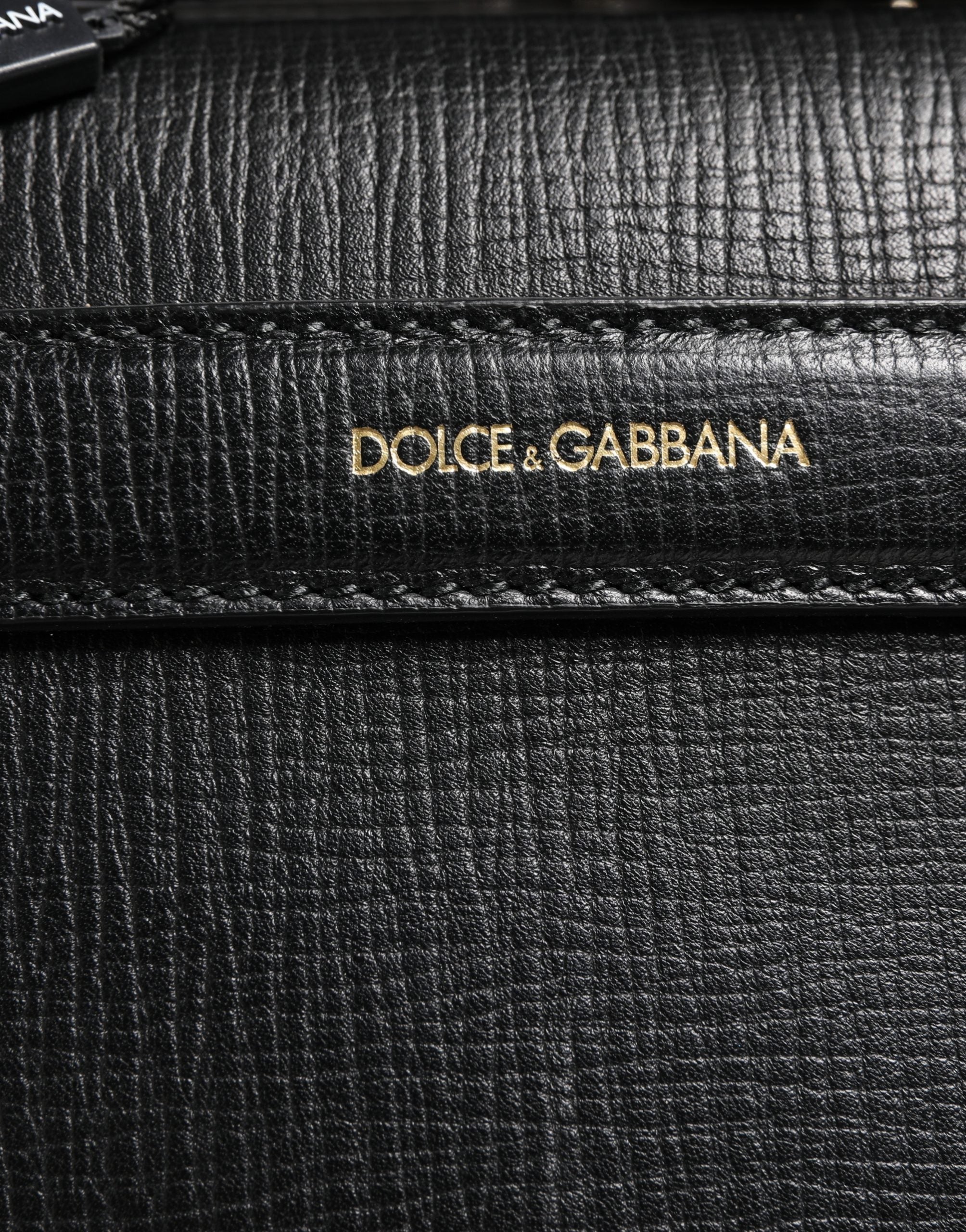 Dolce & Gabbana Black Calf Leather Weekender Bag