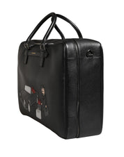 Dolce & Gabbana Black Calf Leather Weekender Bag