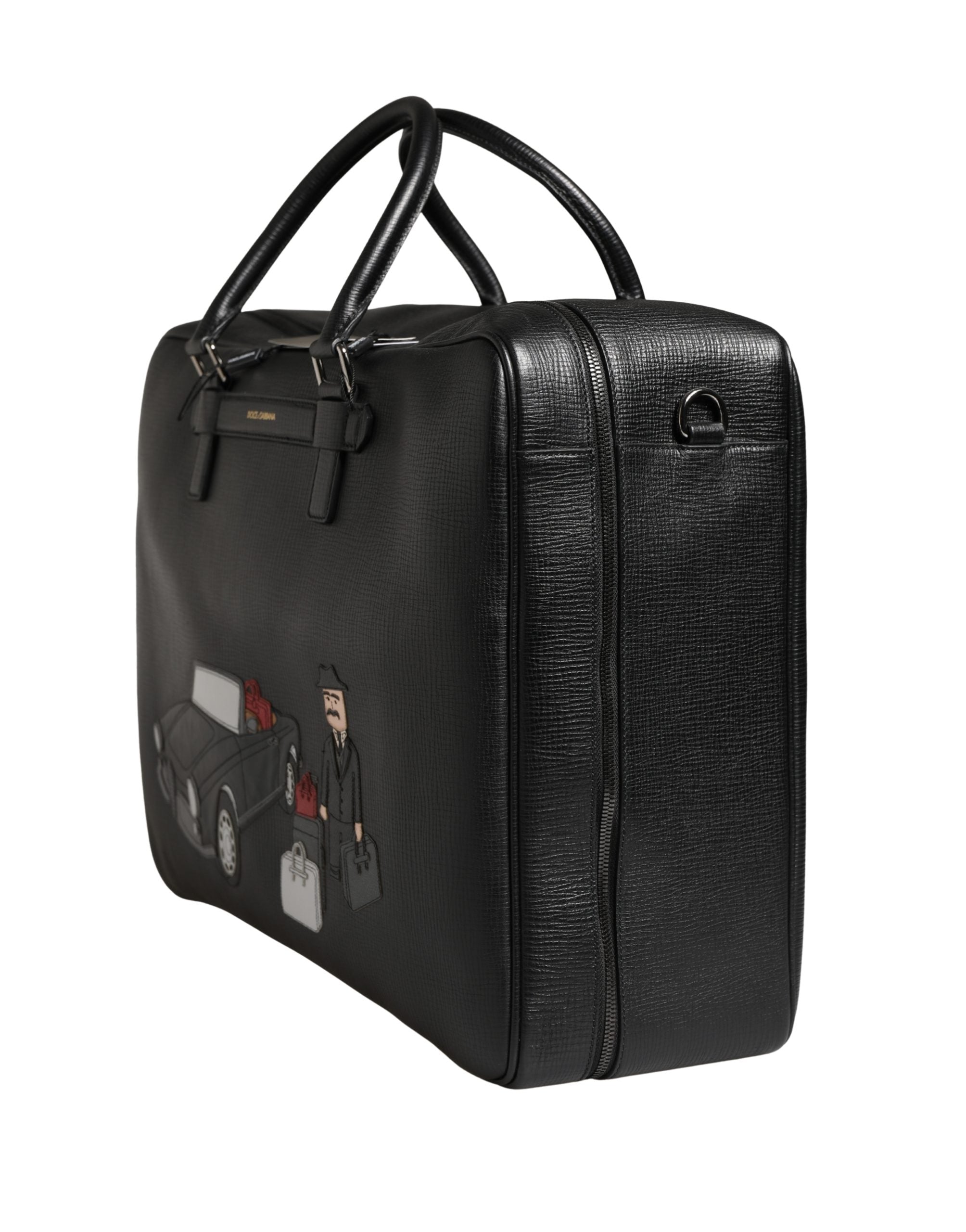 Dolce & Gabbana Black Calf Leather Weekender Bag
