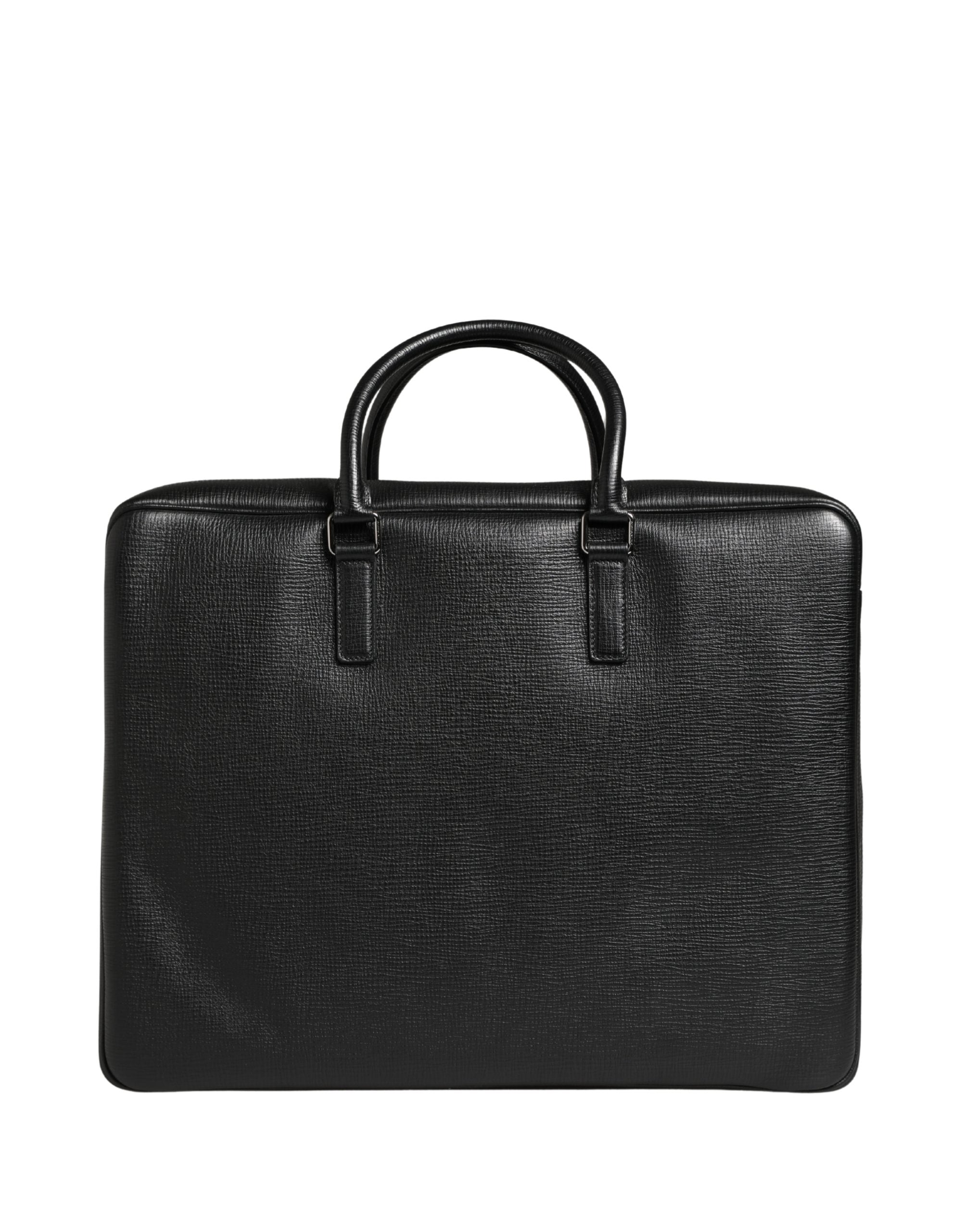 Dolce & Gabbana Black Calf Leather Weekender Bag