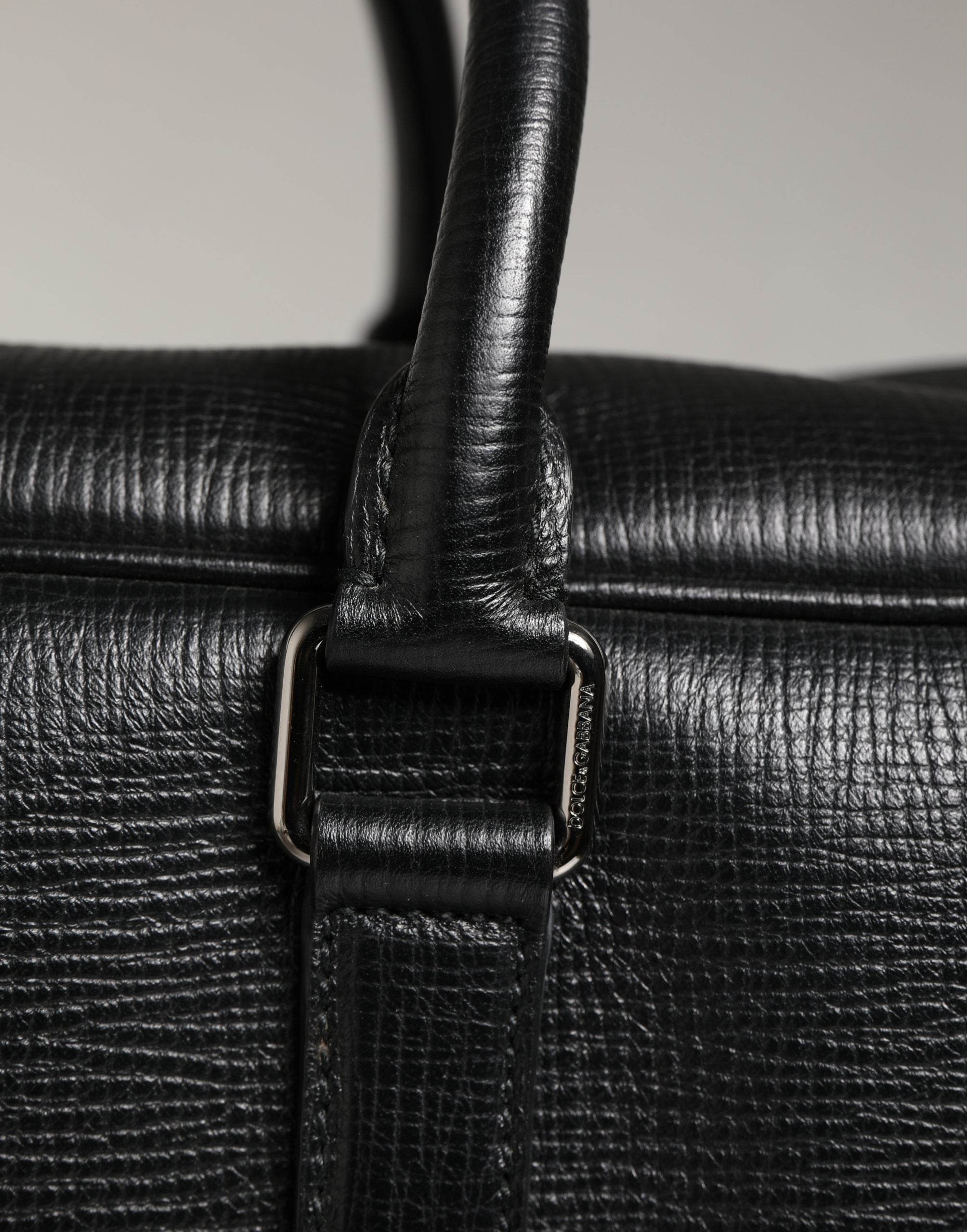 Dolce & Gabbana Black Calf Leather Weekender Bag