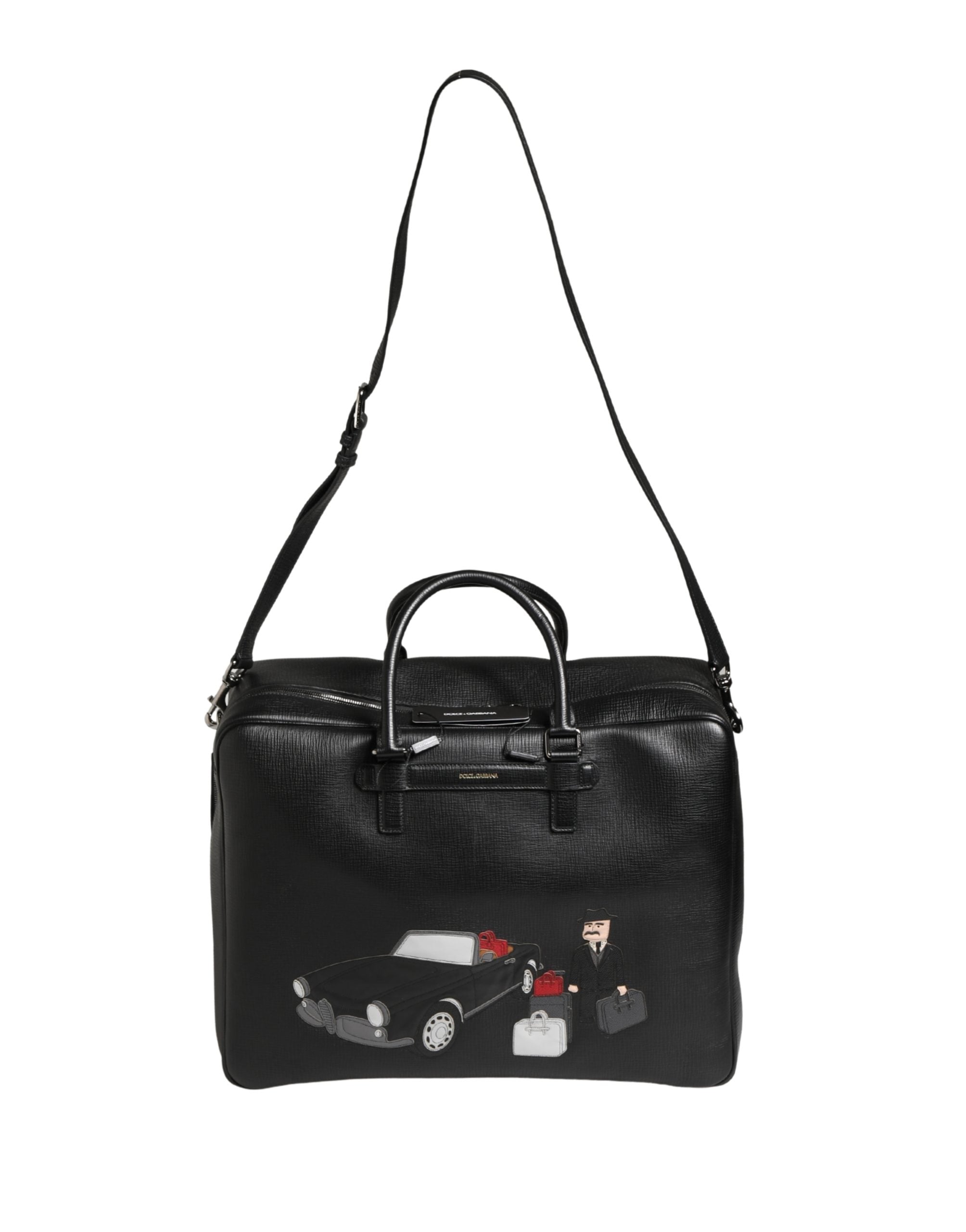 Dolce & Gabbana Black Calf Leather Weekender Bag