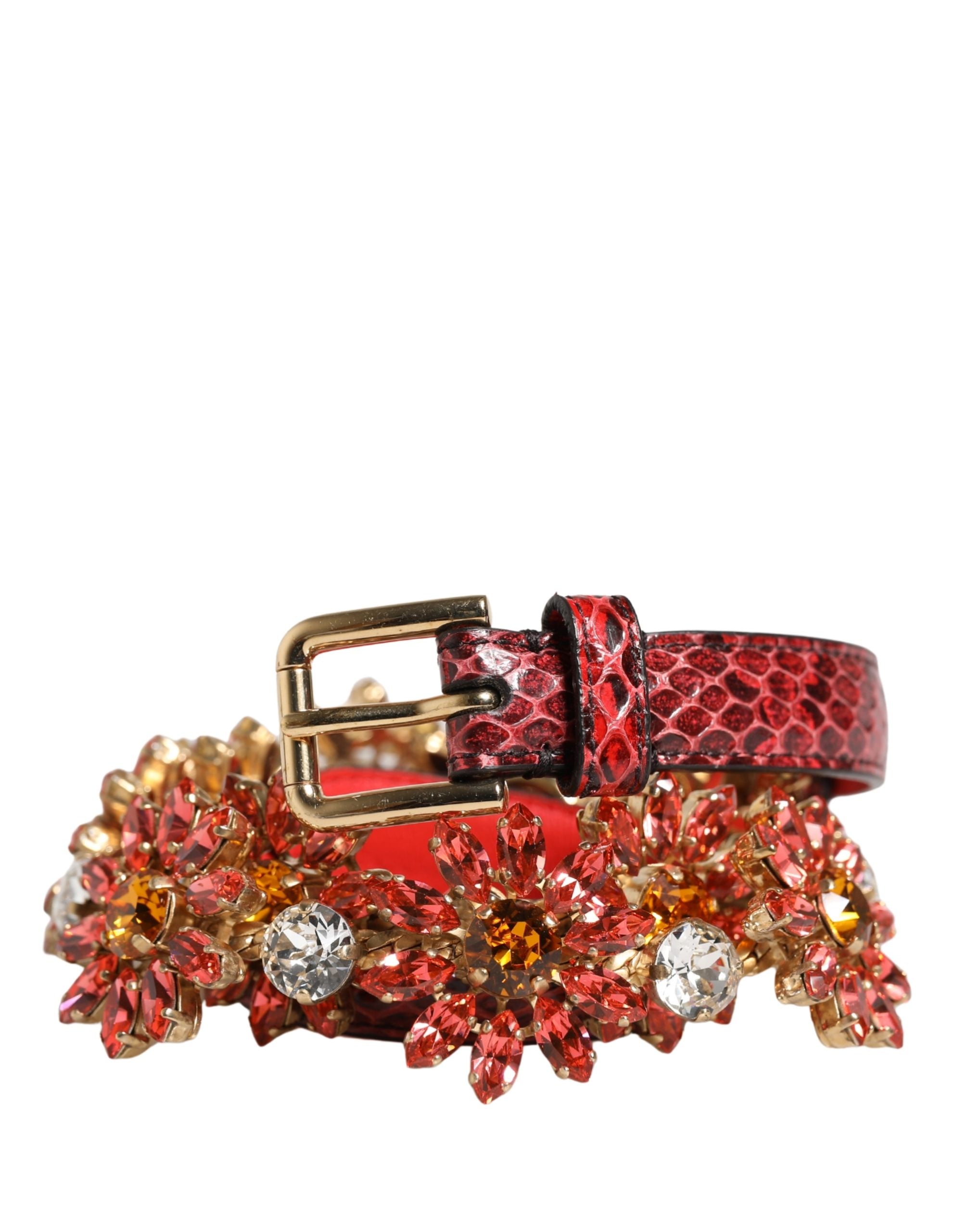 Dolce & Gabbana Red Leather Waist Belt
