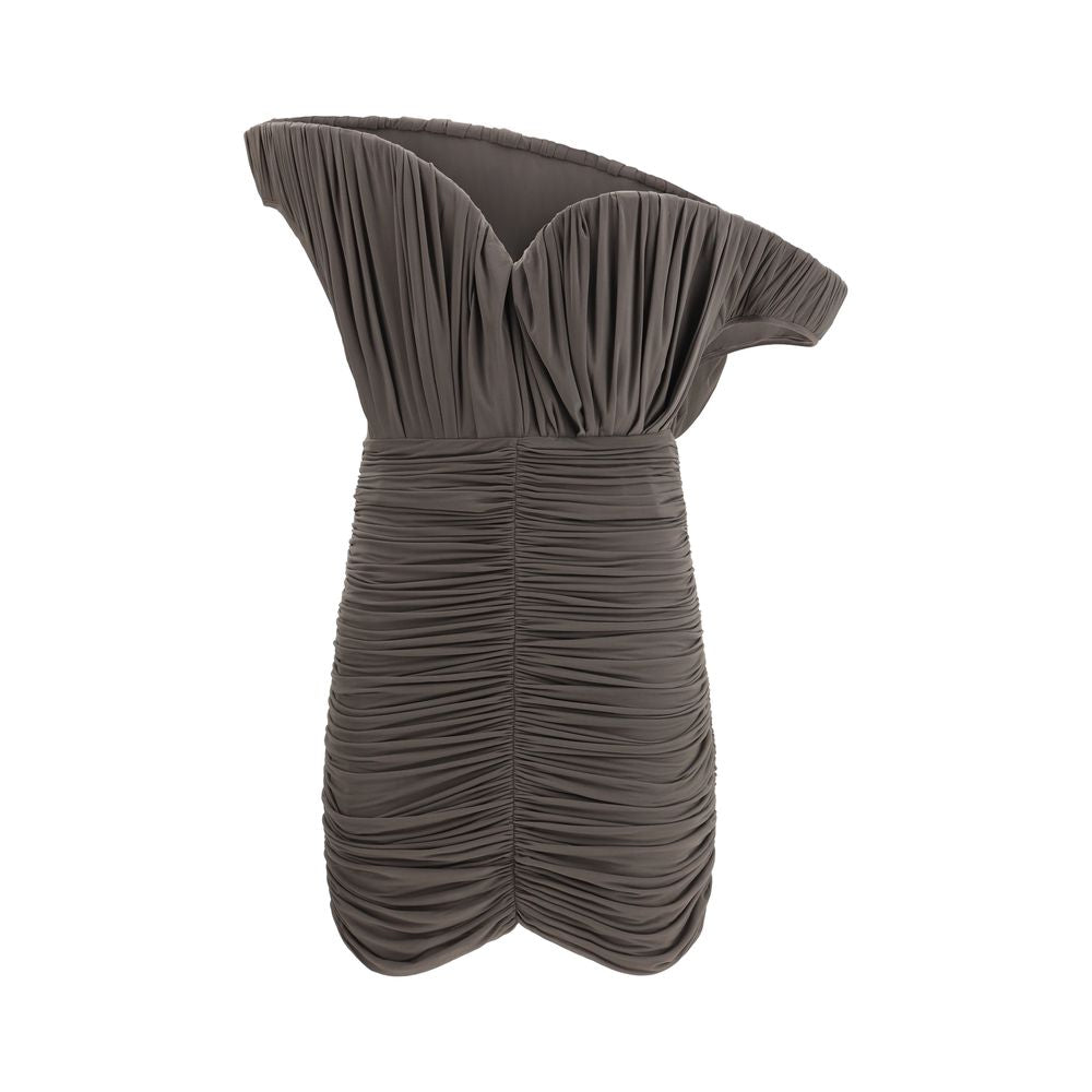 Magda Butrym Brown Copper Cupro Mini Dress