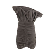 Magda Butrym Brown Copper Cupro Mini Dress