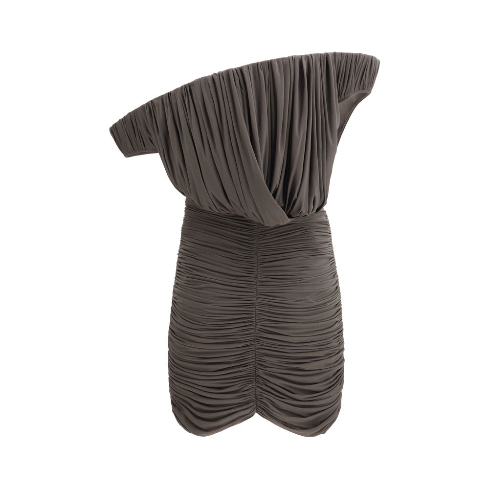 Magda Butrym Brown Copper Cupro Mini Dress