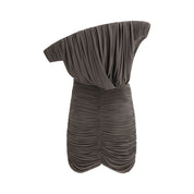 Magda Butrym Brown Copper Cupro Mini Dress