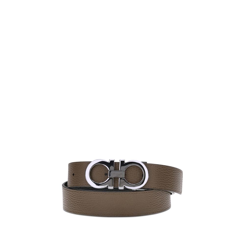 Ferragamo Brown Calf Leather Reversible Belt