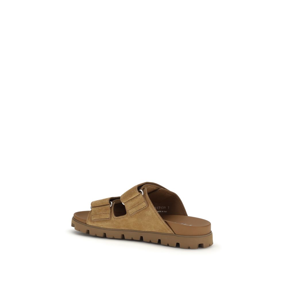 Prada Brown Calf Leather Strap-On Sandals