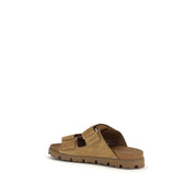 Prada Brown Calf Leather Strap-On Sandals