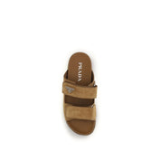 Prada Brown Calf Leather Strap-On Sandals