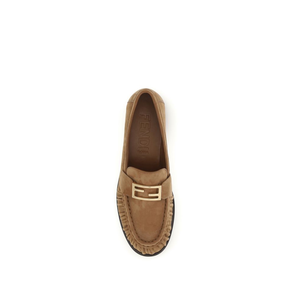 Fendi Brown Suede Slip-On Loafers