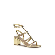 Valentino Garavani Gold Calf Leather Strap-On Sandals