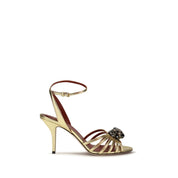 Valentino Garavani Gold Calf Leather Stiletto Heel Sandals