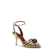 Valentino Garavani Gold Calf Leather Stiletto Heel Sandals