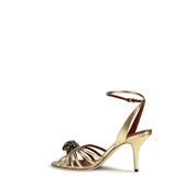 Valentino Garavani Gold Calf Leather Stiletto Heel Sandals