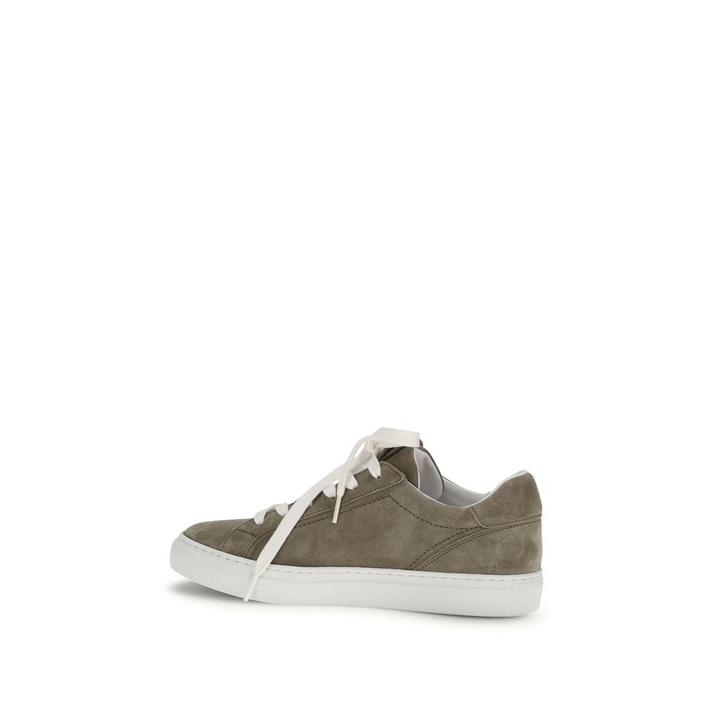 Brunello Cucinelli Gray Calf Leather Low Top Sneakers