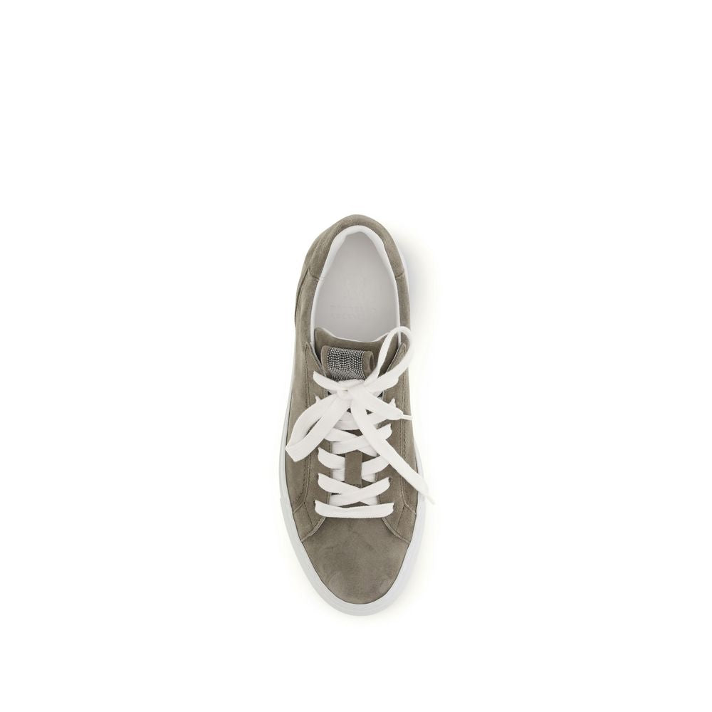 Brunello Cucinelli Gray Calf Leather Low Top Sneakers