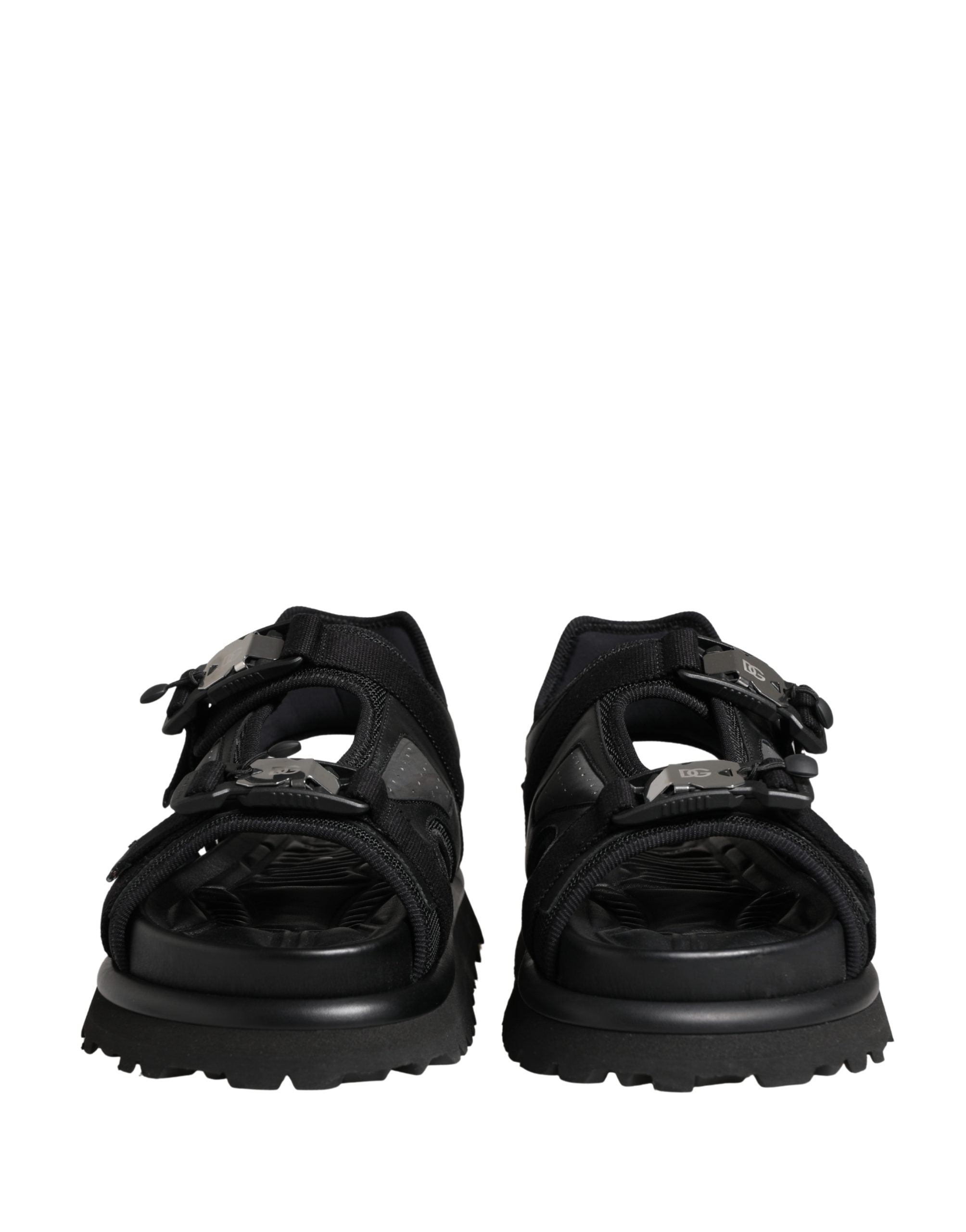 Dolce & Gabbana Black Leather Chunky Sandals