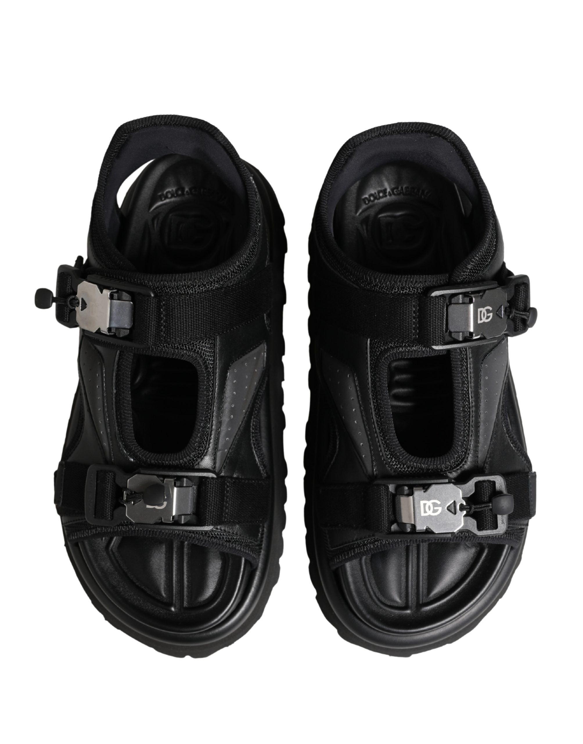 Dolce & Gabbana Black Leather Chunky Sandals