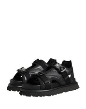 Dolce & Gabbana Black Leather Chunky Sandals
